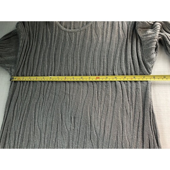 Chico’s Travelers Size 2 (L) Gray Metallic Zebra Cheetah Print Sheer Mini Dress - Picture 10 of 14